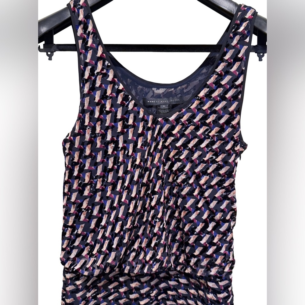Marc by Marc Jacobs EUC Sz 4 Sleeveless Graphic Design Velvet Devore Dress (533) - Picture 5 of 14